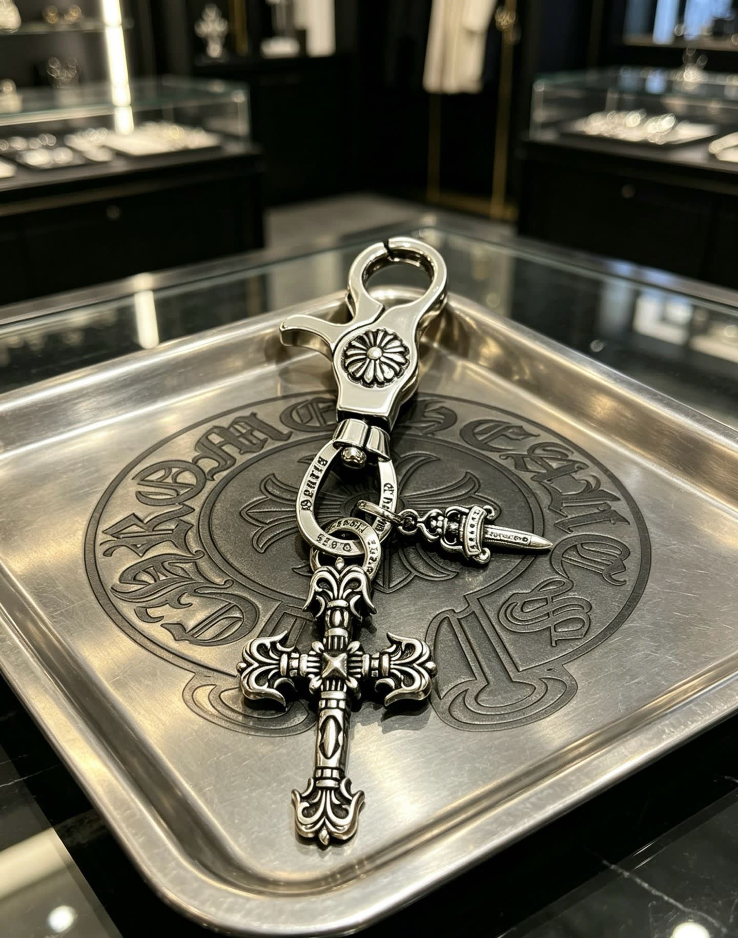 Chrome Hearts Buckle Cross Keychain